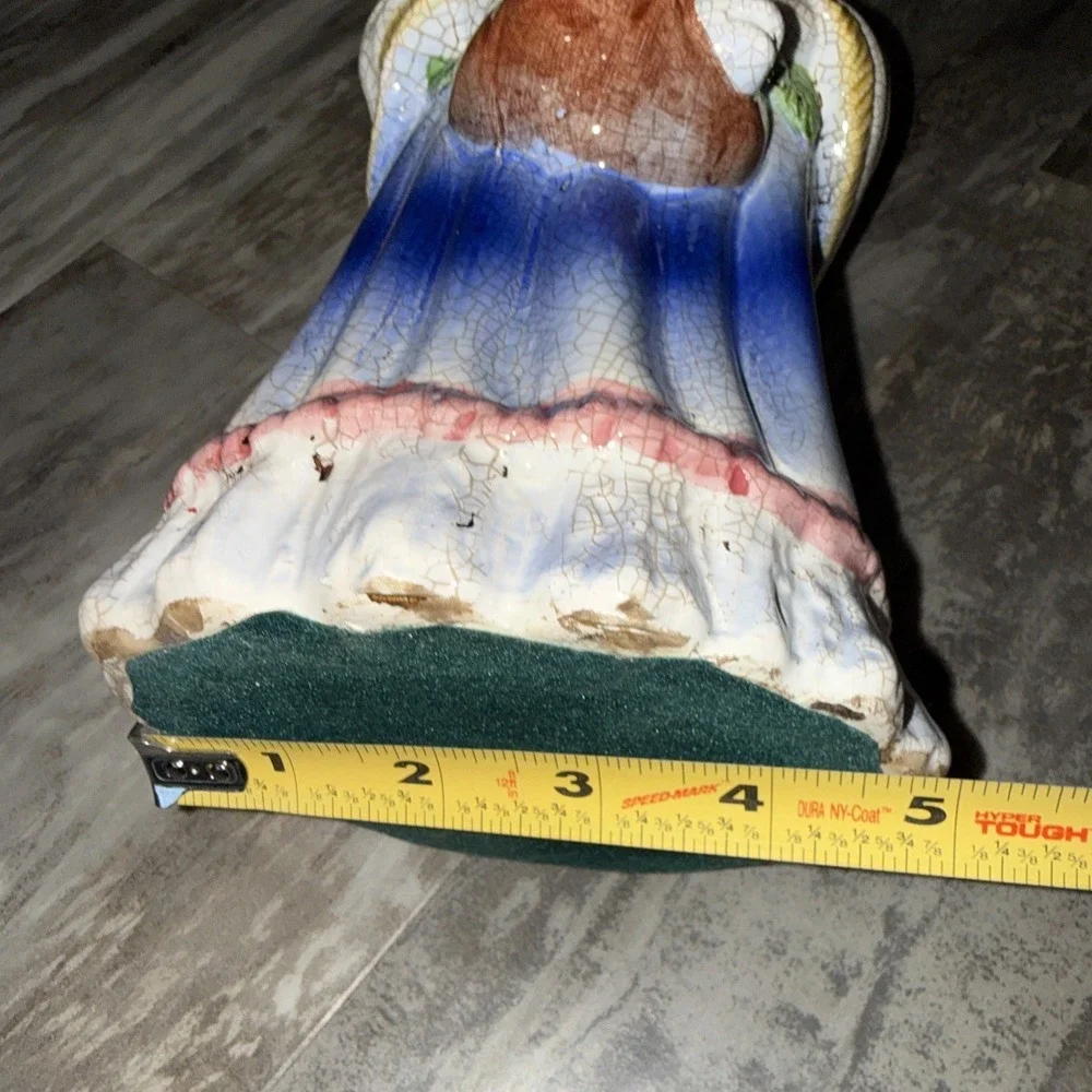 Vintage Crackle Finish Standing Ceramic Dog Statue 14